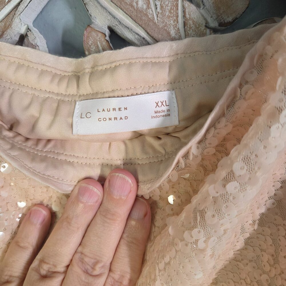 Women's LC Lauren Conrad Sequin Midi Slip Skirt Pink Peach Size XXL - Picture 2 of 8